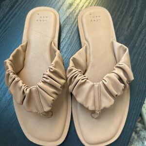 A New Day Women's Ruffled Tan Sandals